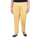Comfort Lady Regular Fit Elastic Waist Cotton Pencil Pant Casual/Formal Trousers with Dual Side Pockets for Women