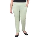 Comfort Lady Regular Fit Elastic Waist Cotton Pencil Pant Casual/Formal Trousers with Dual Side Pockets for Women