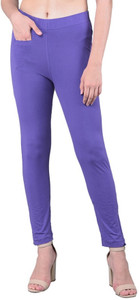 comfort lady regular fit women purple trousers