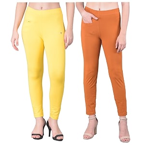 comfort lady women39s cotton blend regular fit for casualformal and daily use kurti pants with front mobile pocket i pack of 2