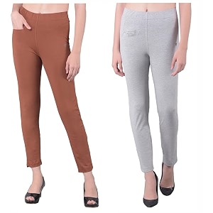 comfort lady women39s cotton blend regular fit for casualformal and daily use kurti pants with front mobile pocket i pack of 2