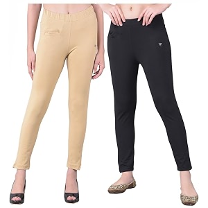 comfort lady women39s cotton blend regular fit for casualformal and daily use kurti pants with front mobile pocket i pack of 2