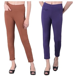 comfort lady women39s cotton blend regular fit for casualformal and daily use kurti pants with front mobile pocket i pack of 2
