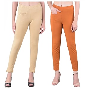 comfort lady women39s cotton blend regular fit for casualformal and daily use kurti pants with front mobile pocket i pack of 2