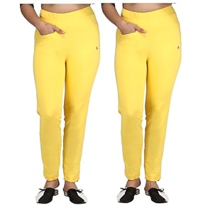 comfort lady women39s cotton blend regular fit for casualformal and daily use kurti pants with front mobile pocket i pack of 2