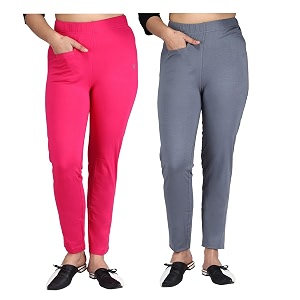 comfort lady women39s cotton blend regular fit for casualformal and daily use kurti pants with front mobile pocket i pack of 2