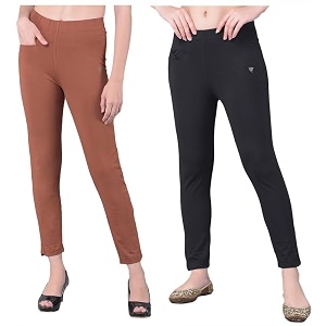 comfort lady women39s cotton blend regular fit for casualformal and daily use kurti pants with front mobile pocket i pack of 2