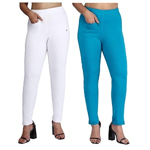 comfort lady women39s cotton blend regular fit for casualformal and daily use kurti pants with front mobile pocket i pack of 2