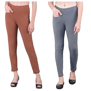 comfort lady women39s cotton blend regular fit for casualformal and daily use kurti pants with front mobile pocket i pack of 2