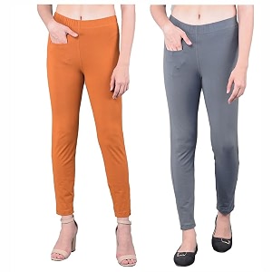 comfort lady women39s cotton blend regular fit for casualformal and daily use kurti pants with front mobile pocket i pack of 2