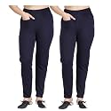 Comfort Lady Women's Cotton Blend Regular Fit for Casual,Formal and Daily Use Kurti Pants with Front Mobile Pocket I Pack of 2