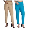 Comfort Lady Women's Cotton Blend Regular Fit for Casual,Formal and Daily Use Kurti Pants with Front Mobile Pocket I Pack of 2