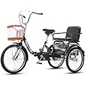 Comfort Three-Wheeled Bicycles for Seniors Adult Tricycle 3-Wheel Trike Bike 20inch 1 Speed with Basket for Shopping Or Dogs Dusoof Bag Exercise Bike for Men Women Bicycle