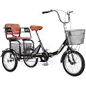 Comfort Three-Wheeled Bicycles for Seniors Foldable Tricycle 16'' Wheels 1-Speed Trike 3 Wheels Colorful Bike with Shopping Basket Portable Bicycle for Adults Exercise Picnic
