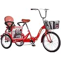 Comfort Three-Wheeled Bicycles for Seniors Foldable 3 Wheel Bike for Adult Tricycle Double-Chain Bicycle Trike with Dual-Drive Brakes with Adjustable Handlebars Backrest Seat