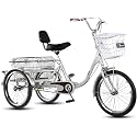 Comfort Three-Wheeled Bicycles for Seniors Tricycle for Adults with Basket 3 Wheel Bikes Adult Seniors Cargo Bike Three-Wheeled Bicycles for Women Men Beginner Double Brake