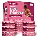 Comfortable Female Dog Diapers - 24-Pack Super Absorbent Disposable Doggie Diapers - FlashDry Gel Technology &amp; Wetness Indicator - Leakproof Diapers for Dogs in Heat, Excitable Urination, Incontinence