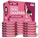 Comfortable Female Dog Diapers - 50-Pack Super Absorbent Disposable Doggie Diapers - FlashDry Gel Technology &amp; Wetness Indicator - Leakproof Diapers for Dogs in Heat, Excitable Urination, Incontinence