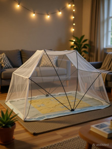 Comfortnet 60inchX78inch Cream Polyester Washable Adults Mosquito