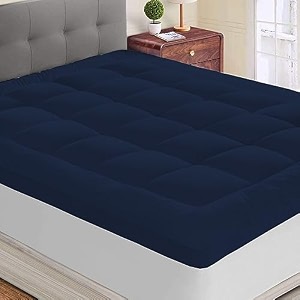 600 gsm microfiber 5 star cotton standard bed soft waterproof quilted mattress paddingtopper comfortable for better sleep -navy blue colour of single size 48x72 inch