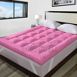600 gsm microfiber 5 star cotton standard bed soft waterproof quilted mattress paddingtopper comfortable for better sleep -pink colour of king size 72x75 inch