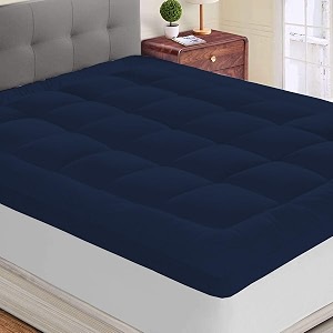 600 gsm microfiber 5 star cotton standard bed soft waterproof quilted mattress paddingtopper comfortable for better sleep -navy blue colour of king size 72x72 inch