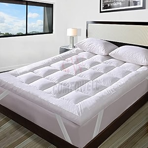 600 gsm microfiber 5 star cotton standard bed soft waterproof quilted mattress paddingtopper comfortable for better sleep -white colour of king size 72x72 inch