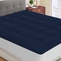 600 GSM Microfiber 5 Star Cotton Standard Bed Soft Waterproof Quilted Mattress Padding/Topper. Comfortable for Better Sleep -Navy Blue Colour of Single Size 48x78 Inch