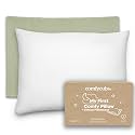 Comfy Cubs Toddler Pillow with Cotton Pillowcase, 13 x 18 in - Lightweight, Breathable Microfiber Fill for Sleeping and Travel - Soft and Cozy Small Pillow for Toddlers - Sage