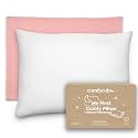 Comfy Cubs Toddler Pillow with Cotton Pillowcase, 13 x 18 in - Lightweight, Breathable Microfiber Fill for Sleeping and Travel - Soft and Cozy Small Pillow for Toddlers - Blush