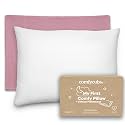 Comfy Cubs Toddler Pillow with Cotton Pillowcase, 13 x 18 in - Lightweight, Breathable Microfiber Fill for Sleeping and Travel - Soft and Cozy Small Pillow for Toddlers - Mauve