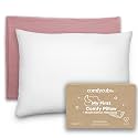 Comfy Cubs Toddler Pillow with Muslin Pillowcase, 13 x 18 in - Lightweight, Breathable Microfiber Fill for Sleeping and Travel - Soft and Cozy Small Pillow for Toddlers - Mauve