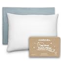 Comfy Cubs Toddler Pillow with Muslin Pillowcase, 13 x 18 in - Lightweight, Breathable Microfiber Fill for Sleeping and Travel - Soft and Cozy Small Pillow for Toddlers - Pacific Blue