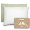 Comfy Cubs Toddler Pillow with Muslin Pillowcase, 13 x 18 in - Lightweight, Breathable Microfiber Fill for Sleeping and Travel - Soft and Cozy Small Pillow for Toddlers - Sage