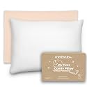 Comfy Cubs Toddler Pillow with Muslin Pillowcase, 13 x 18 in - Lightweight, Breathable Microfiber Fill for Sleeping and Travel - Soft and Cozy Small Pillow for Toddlers - Cream