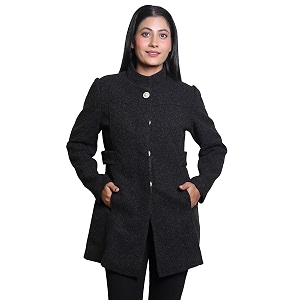 comfy sparrow women39s wool blend standard length high collared coat