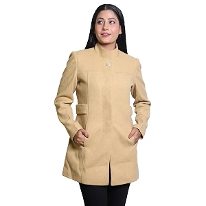 comfy sparrow women39s wool blend standard length high collared coat