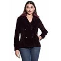 Comfy Sparrow Women Standard Length Wool Blend Double Breasted Short Coat with Detachable Fur Collar
