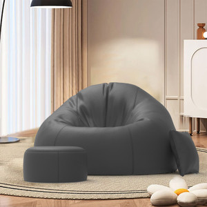comfybean 4xl premium designer - relaxsofa nest with free cushion and puffy-dark-grey teardrop bean bag  with bean filling