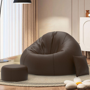 comfybean 5xl premium designer - leisuresofa lounge with free cushion and puffy-brown teardrop bean bag  with bean filling