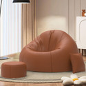 ComfyBean 5XL Premium, Designer - LeisureSofa Lounge With Free Cushion and Puffy-Tan Teardrop Bean Bag  With Bean Filling