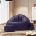 ComfyBean 5XL Premium, Designer - RelaxSofa Nest With Free Cushion and Puffy-Indigo Teardrop Bean Bag  With Bean Filling