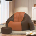 ComfyBean 5XL Premium, Designer - SplitShade Sofas With Free Cushion and Puffy-Tan-Brown Teardrop Bean Bag  With Bean Filling