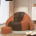 ComfyBean 5XL Premium, Designer - SplitShade Sofas With Free Cushion and Puffy-Brown-Tan Teardrop Bean Bag  With Bean Filling