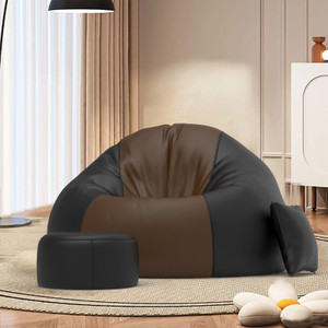 comfybean 5xl premium designer - twilight couch with free cushion and puffy-brown-black teardrop bean bag  with bean filling