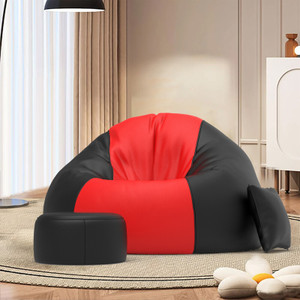 comfybean 5xl premium designer - twilight couch with free cushion and puffy-red-black teardrop bean bag  with bean filling