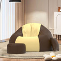 ComfyBean 5XL Premium, Designer - Twilight Couch With Free Cushion and Puffy-Cream-Brown Teardrop Bean Bag  With Bean Filling