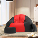 ComfyBean 5XL Premium, Designer - Twilight Couch With Free Cushion and Puffy-Red-Black Teardrop Bean Bag  With Bean Filling