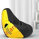 ComfyBean Bag with Beans Filled 5XL- Official: Jack &amp; Mayers Bean Bags - for Adults - Max User Height : 6-6.5 Ft. - Weight : 99-110 Kgs(Model: Villan - Black Yellow)