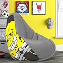 ComfyBean Bag with Beans Filled 5XL- Official: Sponge Bob Bean Bags - for Adults - Max User Height : 6-6.5 Ft. - Weight : 99-110 Kgs(Model: SBSP-Artwork 7a - Light-Grey)